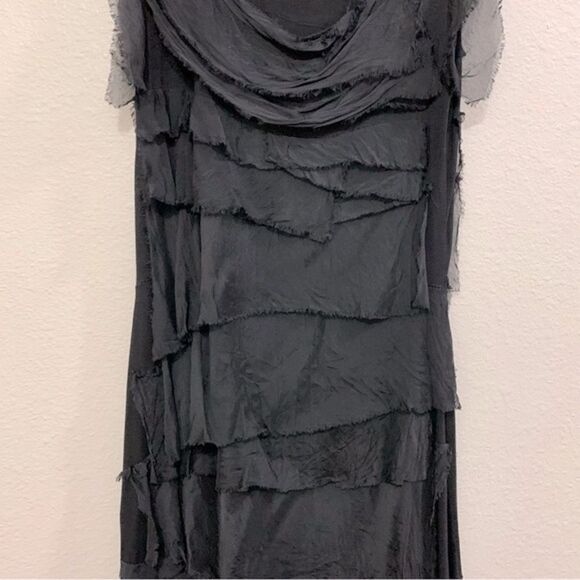 DRESS SILK WOMEN SZ 2/4 FAIRY GOTHIC BLACK STRETCHY SLEEVELESS TANK SILK LAYERS. - Picture 7 of 16